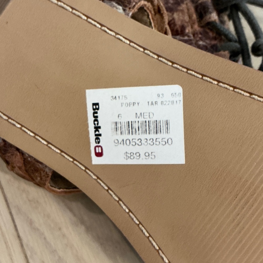 Women's Tan Leather Strappy Sandals - Picture 3 of 3